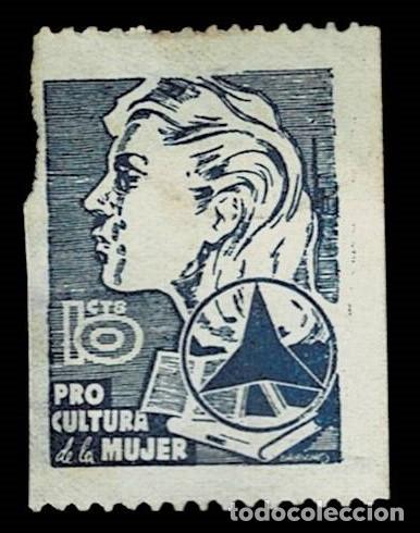 Sellos: CL3-37 Guerra Civil PRO CULTURA DE LA MUJER. G.G. 2413 Valor 10 cts. Color AZUL Ver