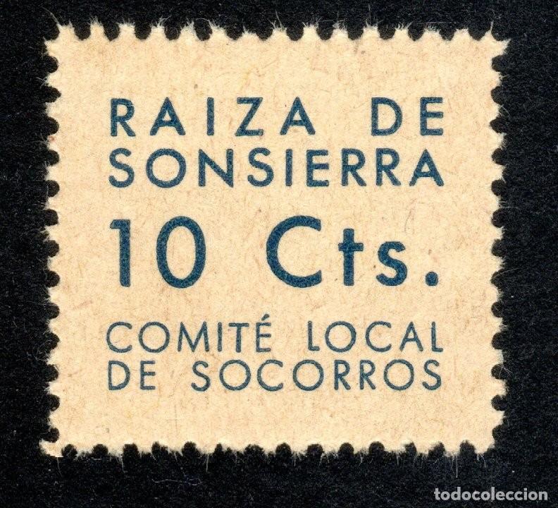 Sellos: RAIZA DE SONSIERRA (LA RIOJA). COMIT&Eacute; LOCAL DE SOCORROS. 10 CTS.