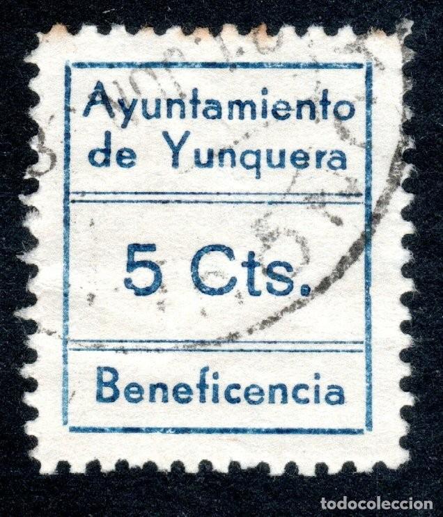 Sellos: AYUNTAMIENTO DE YUNQUERA (M&Aacute;LAGA). BENEFICENCIA. 5 CTS.
