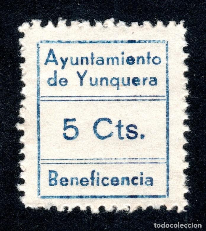 Sellos: AYUNTAMIENTO DE YUNQUERA (M&Aacute;LAGA). BENEFICENCIA. 5 CTS.