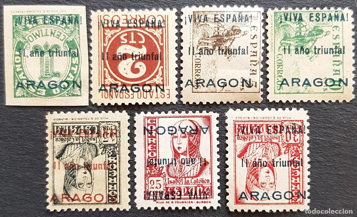 Sellos: Emision local patriotica de Aragon (Zaragoza) serie completa MH