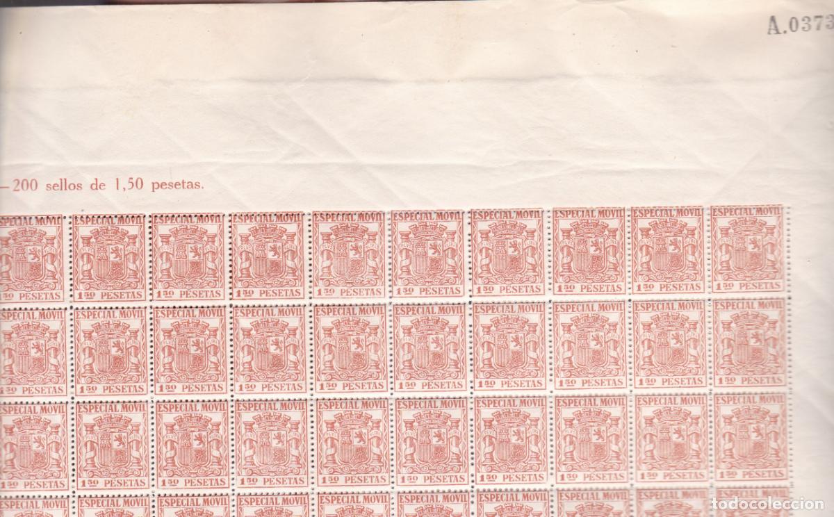 Sellos: GP5- FISCALES POSTALES . M&oacute;vil 1.50 Ptas . Hoja Completa 200 Sellos