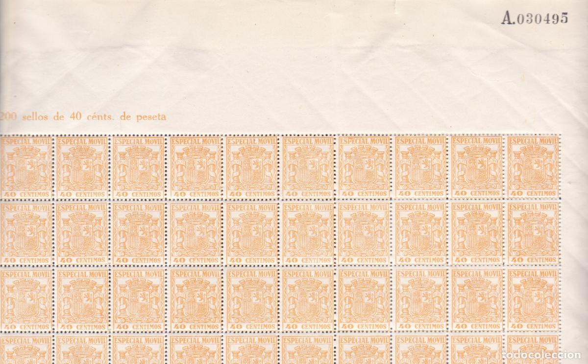 Sellos: GP5- FISCALES POSTALES . M&oacute;vil 40 Cts . Hoja Completa 200 Sellos **