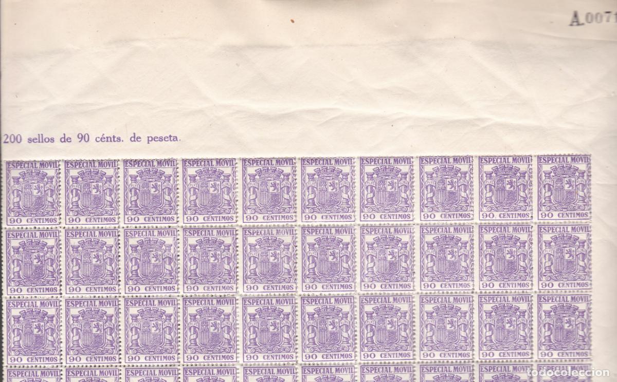 Sellos: GP6- FISCALES POSTALES . M&oacute;vil 90 Cts . Hoja Completa 200 Sellos **
