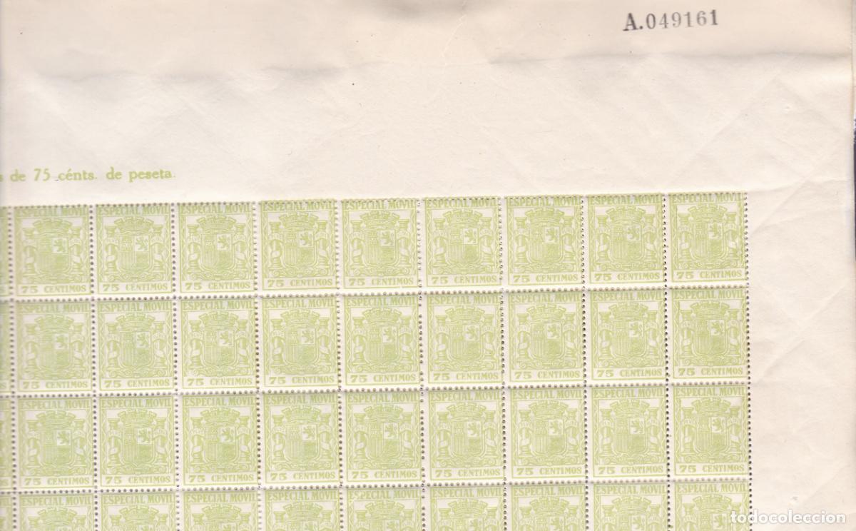 Sellos: GP6- FISCALES POSTALES . M&oacute;vil 75 Cts . Hoja Completa 200 Sellos **