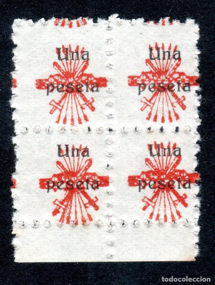 Sellos: FALANGE. YUGO Y FLECHAS. 1 PESETA (BLOQUE DE 4). MNH **