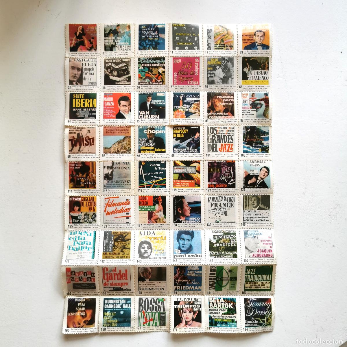 Sellos: Hoja vintage de cromos musicales / vi&ntilde;etas - portadas de discos
