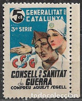 Sellos: GUERRA CIVIL Vi&ntilde;etas Pol&iacute;ticas. GUILLAM&Oacute;N n&ordm; 2139 * * Consell de Sanitat de guerra, lujo