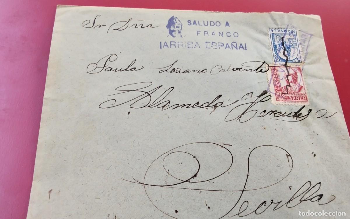 Sellos: GUERRA CIVIL , SOBRE CIRCULADO A SEVILLA A INTERIOR ,CON CENSURA MILITAR , VER DESCRIPCION