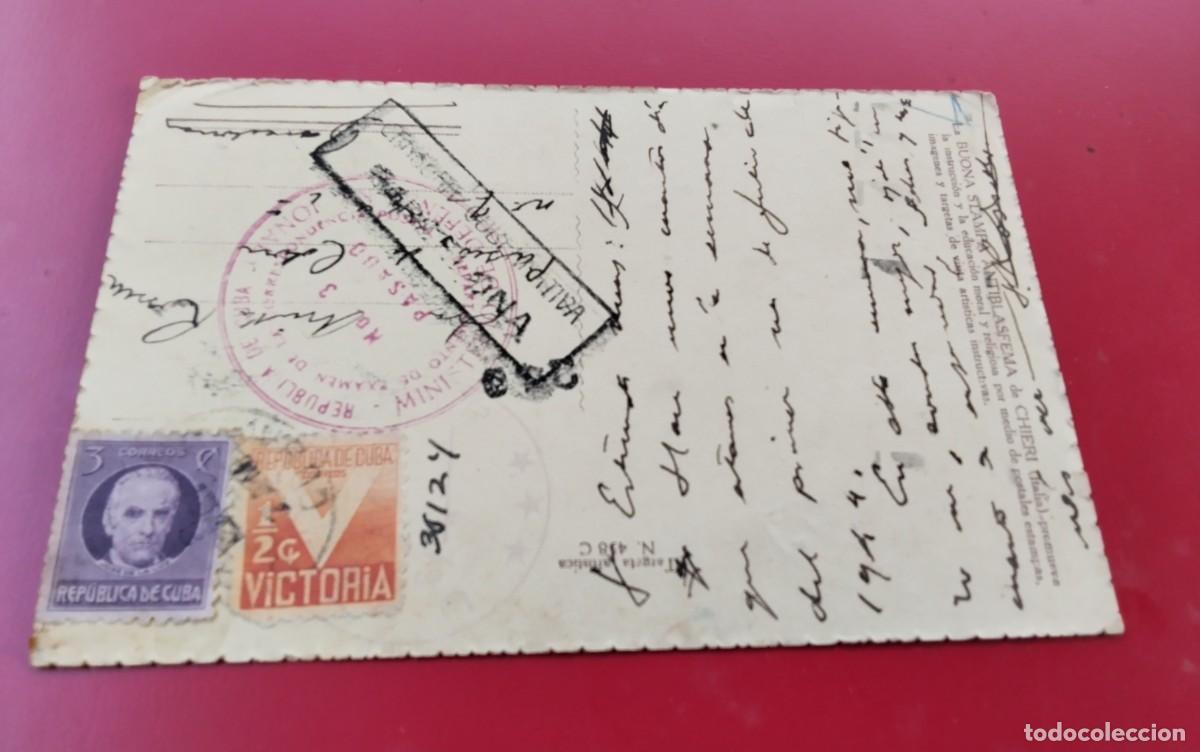 Sellos: GUERRA CIVIL ,TARJETA CIRCULADA DESDE CUBA A BARCELONA CON CENSURAS , VER DESCRIPCION