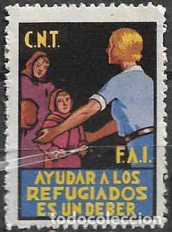 Sellos: GUERRA CIVIL Vi&ntilde;etas Pol&iacute;ticas. GUILLAM&Oacute;N n&ordm; 1888 * FAI / CNT
