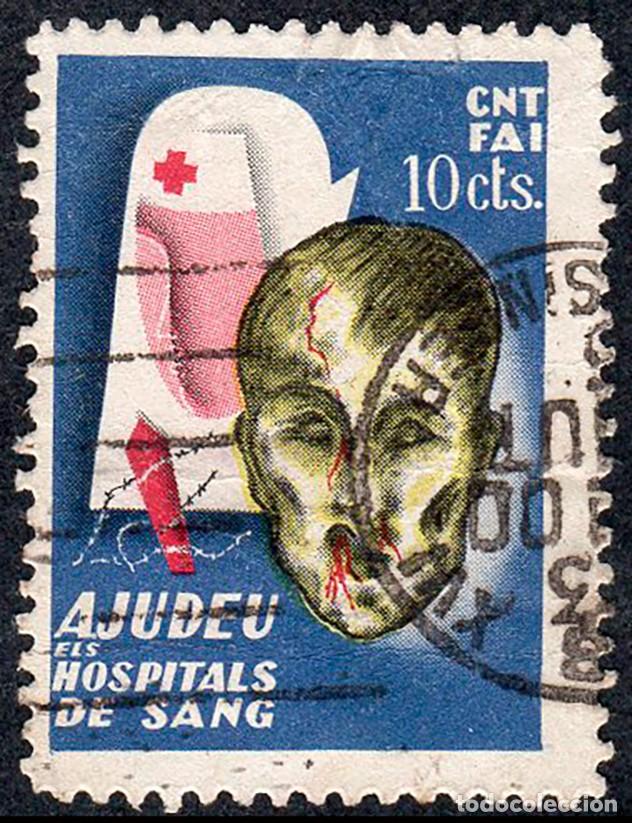 Sellos: Espa&ntilde;a - Guerra Civil - Vi&ntilde;etas Pol&iacute;ticas - Allepuz o 1899 - &rdquo;10 cts. Ajudeu els Hospitals Sang&rdquo;