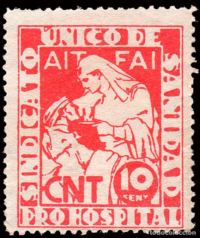 Sellos: Espa&ntilde;a - Guerra Civil - Vi&ntilde;etas Pol&iacute;ticas - Allepuz * 1913 - &rdquo;10 cts. Sindicato &Uacute;nico Sanidad&rdquo;