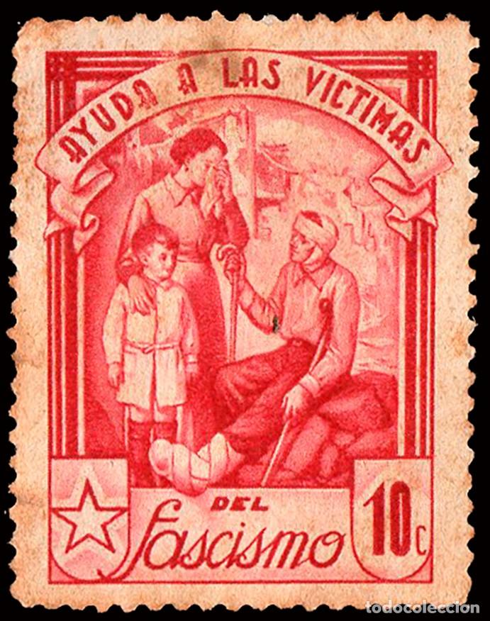 Sellos: Espa&ntilde;a - Guerra Civil - Vi&ntilde;etas Pol&iacute;ticas - Allepuz (*) 2042 - &rdquo;10 cts. Ayuda V&iacute;ctimas del..&rdquo;