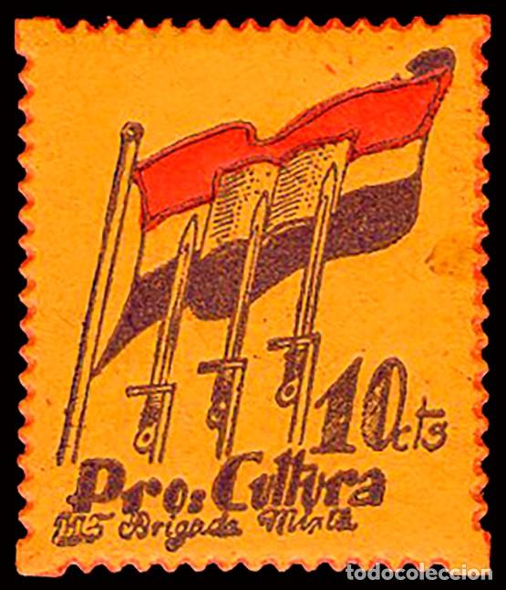 Sellos: Espa&ntilde;a - Guerra Civil - Vi&ntilde;etas Pol&iacute;ticas - Allepuz ** 2117 - &rdquo;10 cts. Pro Cultura - 115 Brigada..&rdquo;