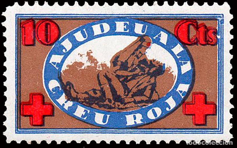 Sellos: Espa&ntilde;a - Guerra Civil - Vi&ntilde;etas Pol&iacute;ticas - Allepuz * 2229 - &rdquo;10 cts. Ajudeu a la Creu Roja&rdquo;