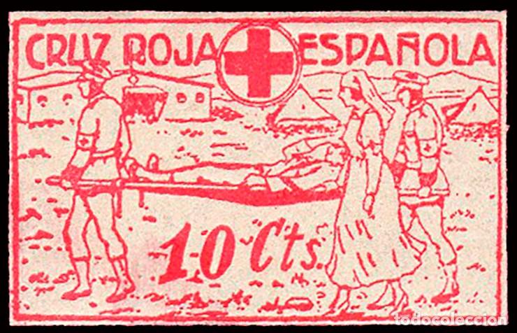 Sellos: Espa&ntilde;a - Guerra Civil - Vi&ntilde;etas Pol&iacute;ticas - Allepuz ** 2243 - S/dentar &rdquo;10 cts. Cruz Roja Espa&ntilde;ola&rdquo;