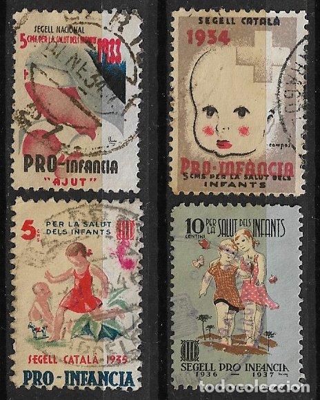 Sellos: GUERRA CIVIL Vi&ntilde;etas Pol&iacute;ticas. GUILLAM&Oacute;N n&ordm; 2282 a 2285 (o) Pro Infancia