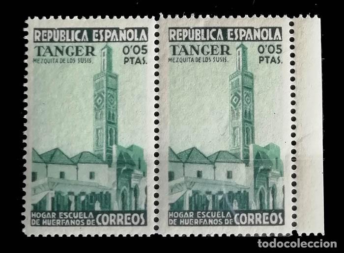 Sellos: 1937, Pareja TANGER. HOGAR ESCUELA DE HUERFANOS DE CORREOS, nuevo con goma MNH **, vi&ntilde;eta