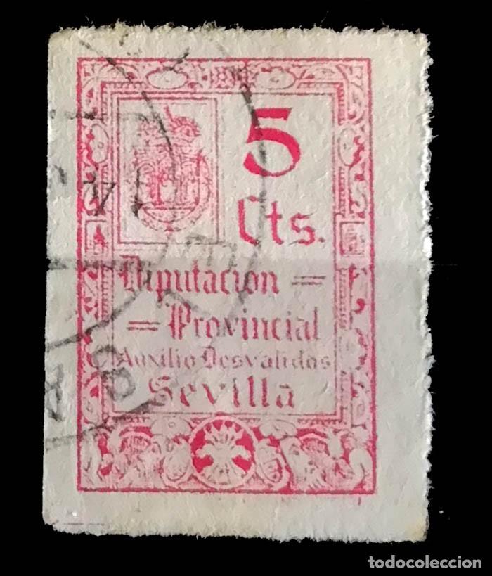 Sellos: SEVILLA. DIPUTACI&Oacute;N PROVINCIAL. AUXILIO DESVALIDOS, usado, sello local