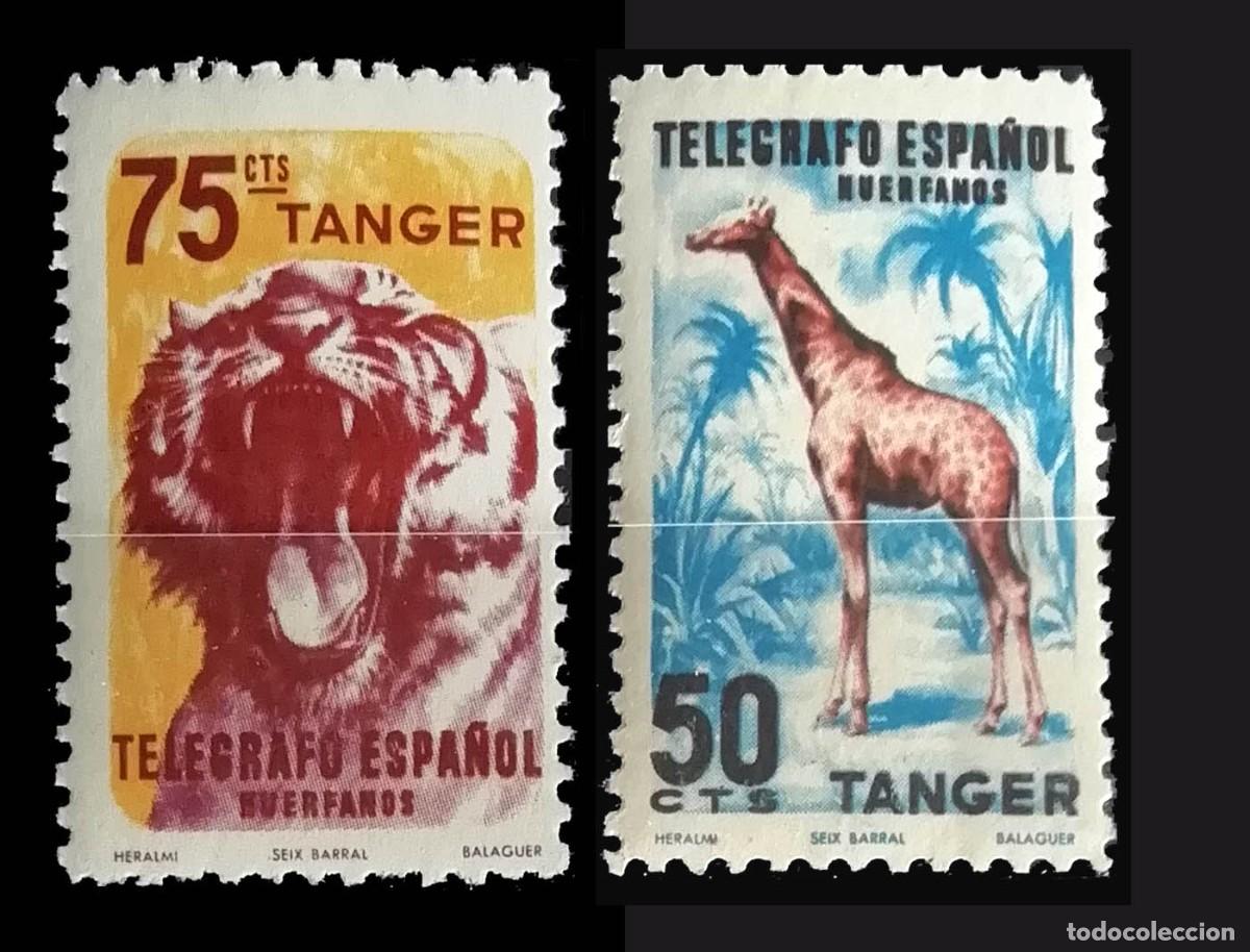 Sellos: T&aacute;nger 75 y 50 c&eacute;ntimos. Tel&eacute;grafo espa&ntilde;ol. Hu&eacute;rfanos. Nuevo MNH, nuevo con goma MNH **, beneficienc