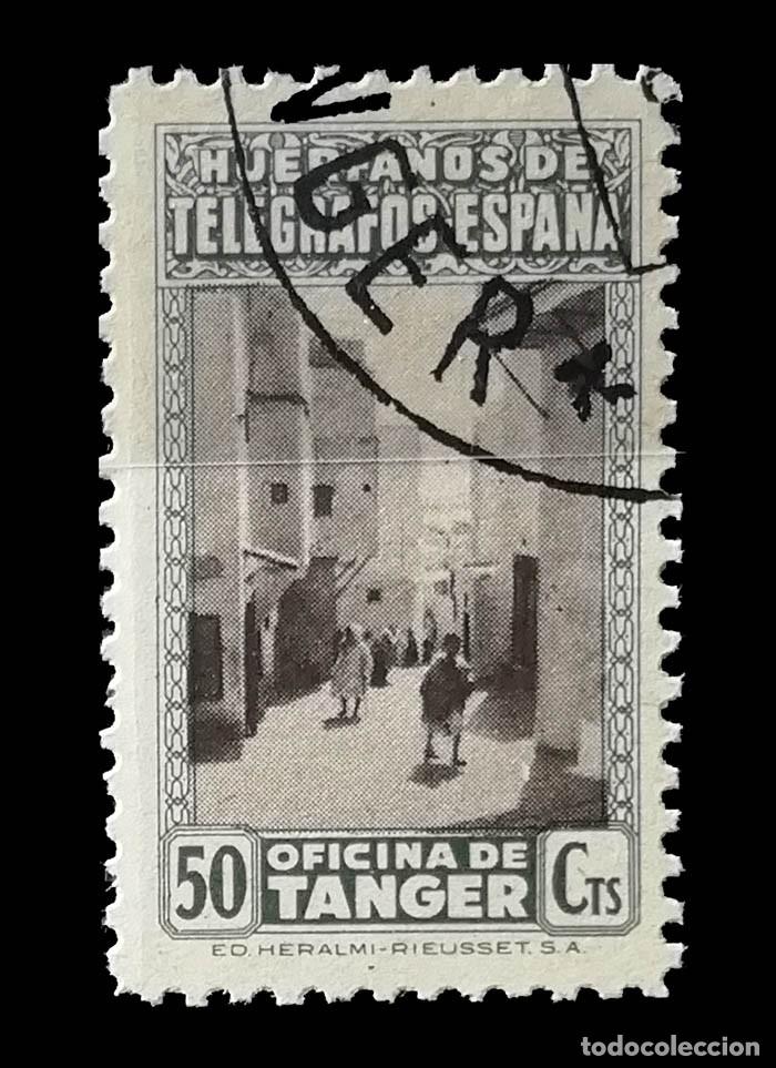 Sellos: T&Aacute;NGER, 1946, HU&Eacute;RFANOS TEL&Eacute;GRAFOS, CAT&Aacute;LOGO, usado, beneficiencia