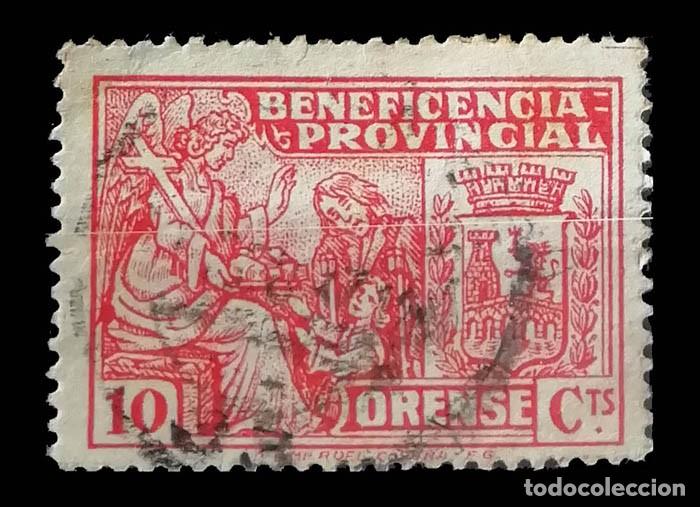 Sellos: BENEFICENCIA PROVINCIAL. ORENSE, usado, sello local
