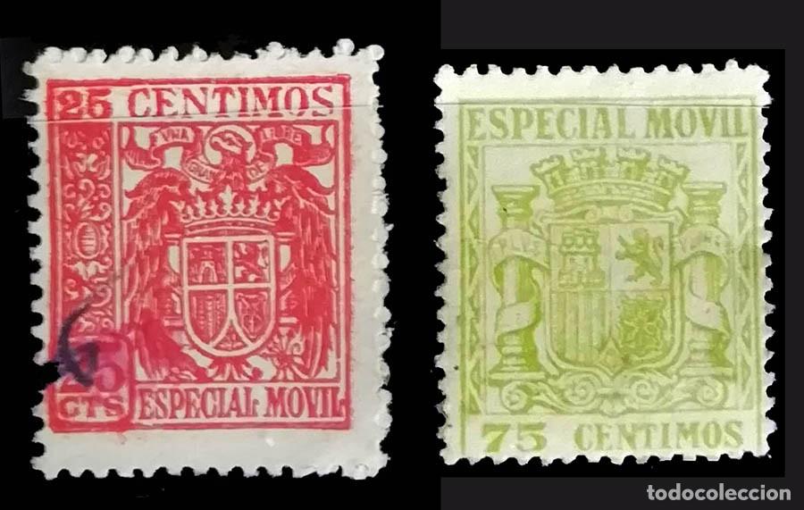 Sellos: 25 y 75 CENTIMOS. ESPECIAL MOVIL