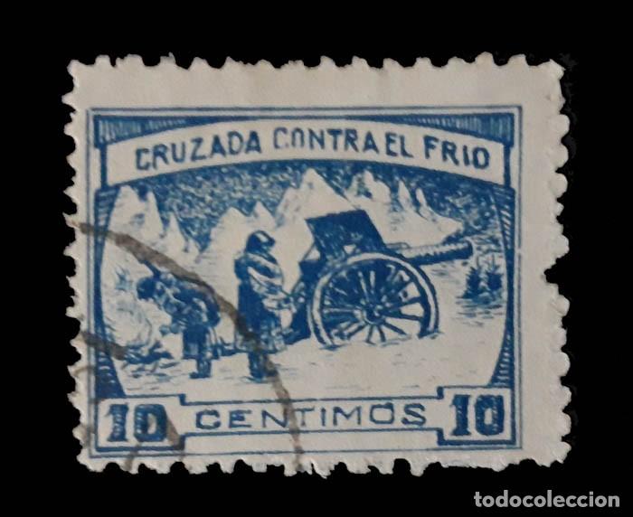 Sellos: CRUZADA CONTRA EL FRIO 1937 10 CENTIMOS, usado, guerra civil