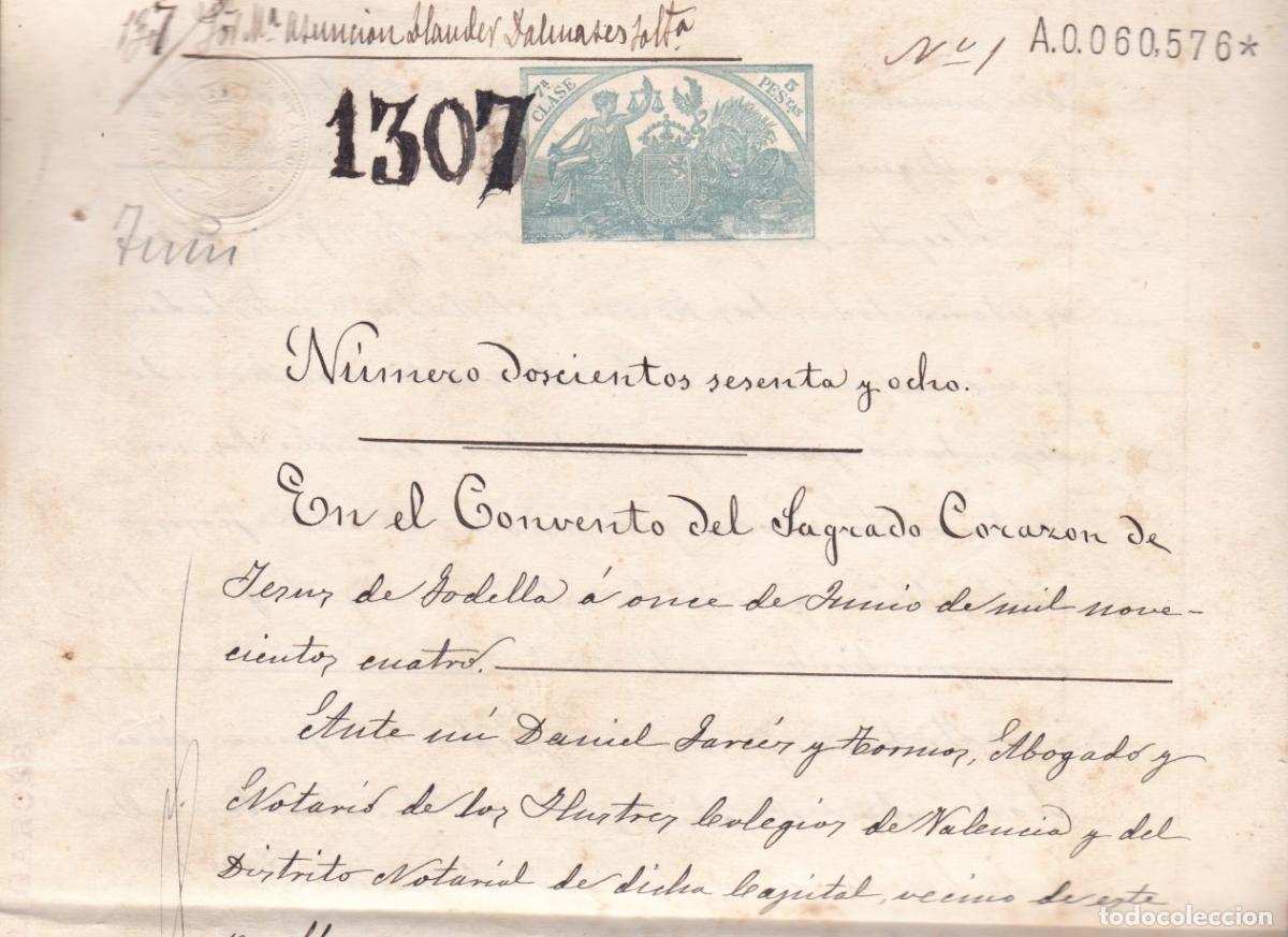 Sellos: GP5A- FISCALES Colegio Notarial 3 Ptas VALENCIA + 1 pta LEGALIZACION. en Documento GODELLA 1904