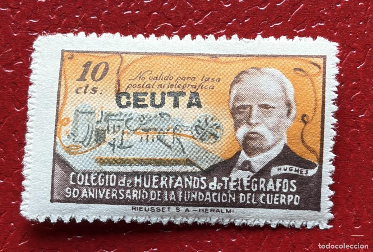 Sellos: A&ntilde;o 1945 - Beneficencia; colegio huerfanos tel&eacute;grafos CEUTA 10 cts nuevos sin charnela