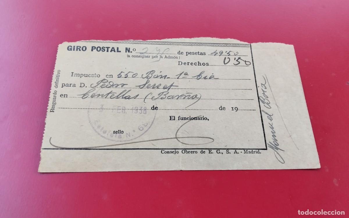 Sellos: GUERRA CIVIL GIRO POSTAL REALIZADO DESDE LA ESTAFETA DE CAMPA&Ntilde;A N&ordm; 68