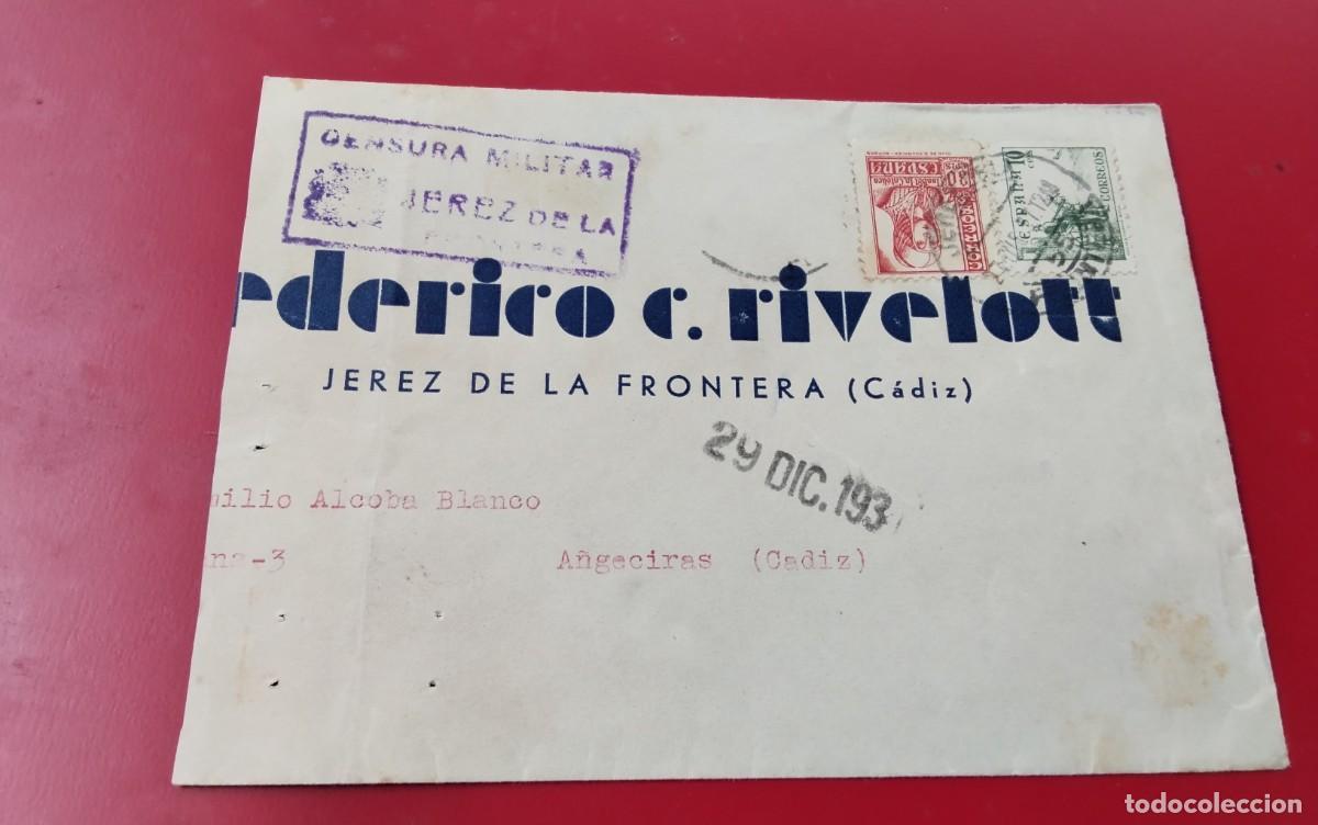 Sellos: GUERRA CIVIL SOBRE CIRCULADO DE JEREZ A ALGECIRAS CON CENSURA MILITAR , VER DESCRIPCION