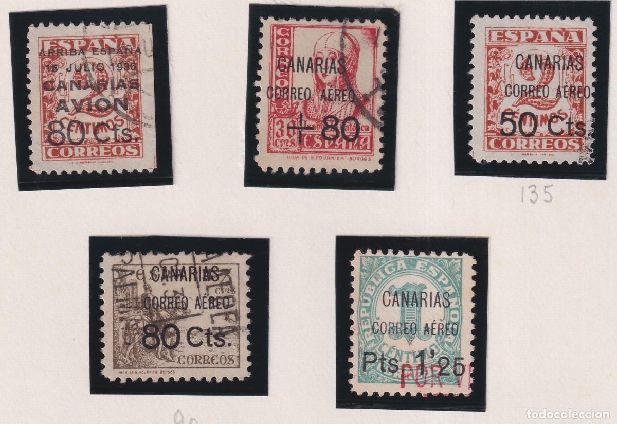 Sellos: CANARIAS - SOBREGARGAS ARRIBA ESPA&Ntilde;A, AVION, CORREO AEREO, 80 CTS, +80, 50 CTS, PTS 1,25
