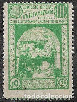 Sellos: GUERRA CIVIL Vi&ntilde;etas Pol&iacute;ticas. GUILLAM&Oacute;N n&ordm; 2337 (*) Comisi&oacute;n de Ayuda a Euzcadi
