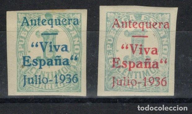 Francobolli: PAT2 Sellos Espa&ntilde;a a&ntilde;o 1936 emisiones locales patrioticas ANTEQUERA NE1/NE2* v.c. 66 &euro;