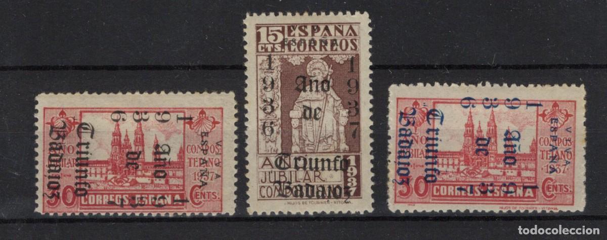 Francobolli: PAT4 Sellos Espa&ntilde;a a&ntilde;o 1937 emisiones locales patrioticas BADAJOZ EDIFIL 23/25* v.c. 100 &euro;