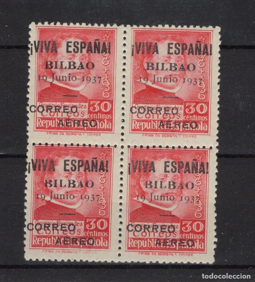 Francobolli: PAT15 Sellos Espa&ntilde;a a&ntilde;o 1939 emisiones locales patrioticas BILBAO EDIFIL 9** bloque 4 v.c. 10 &euro;