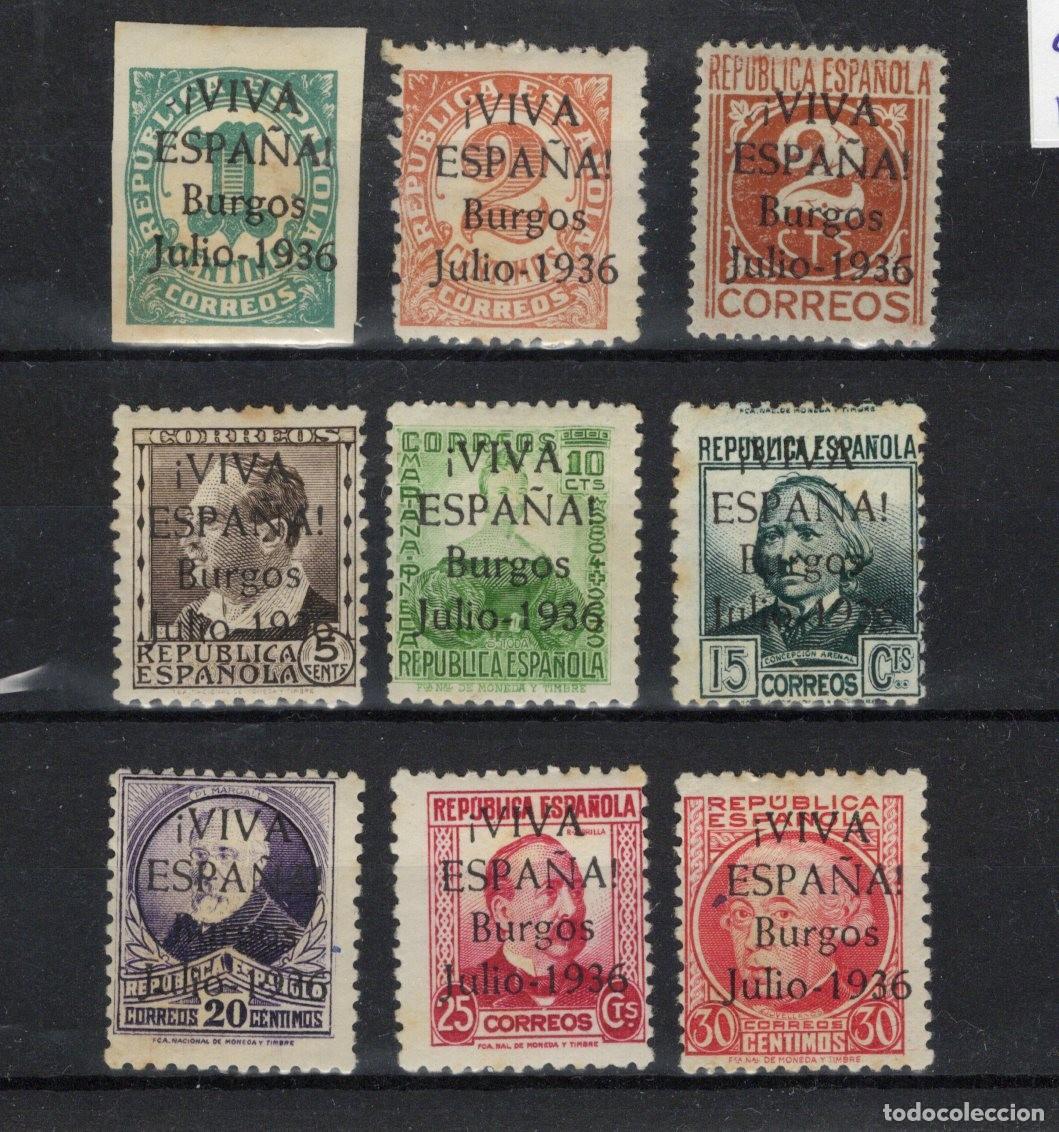 Francobolli: PAT17 Sellos Espa&ntilde;a a&ntilde;o 1936 emisiones locales patrioticas BURGOS EDIFIL 1/9* v.c. 12.15 &euro;