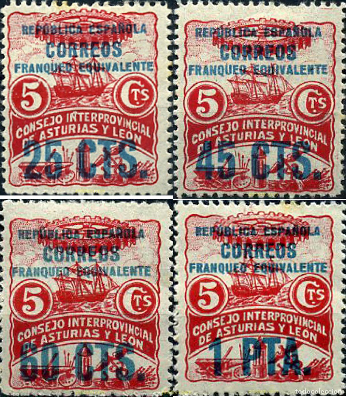 Sellos: 131196 MNH ESPA&Ntilde;A. Asturias y Le&oacute;n 1937 REPUBLICA ESPA&Ntilde;OLA. FRANQUEO EQUIVALENTE