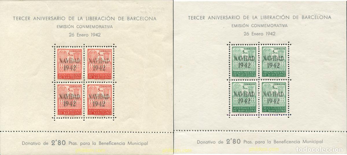 Sellos: 627315 HINGED ESPA&Ntilde;A. Barcelona 1942 NAVIDAD
