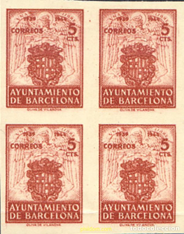 Sellos: 272258 MNH ESPA&Ntilde;A. Barcelona 1944 ESCUDO DE LA CIUDAD DE BARCELONA