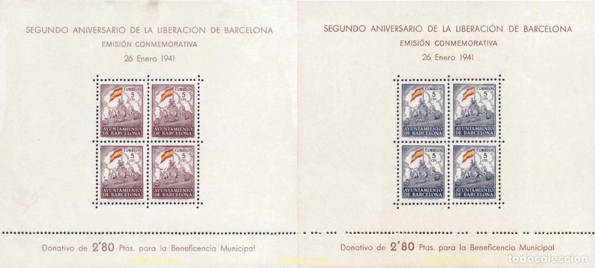 Sellos: 312849 HINGED ESPA&Ntilde;A. Barcelona 1941 2 ANIVERSARIO DE LA LIBERACION DE BARCELONA