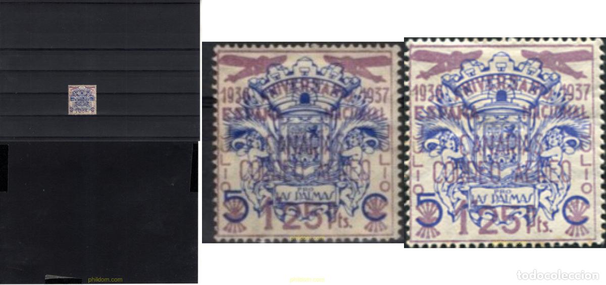 Sellos: 210951 HINGED ESPA&Ntilde;A. Canarias 1937 SELLOS HABILITADOS PARA EL CORREO A CANARIAS