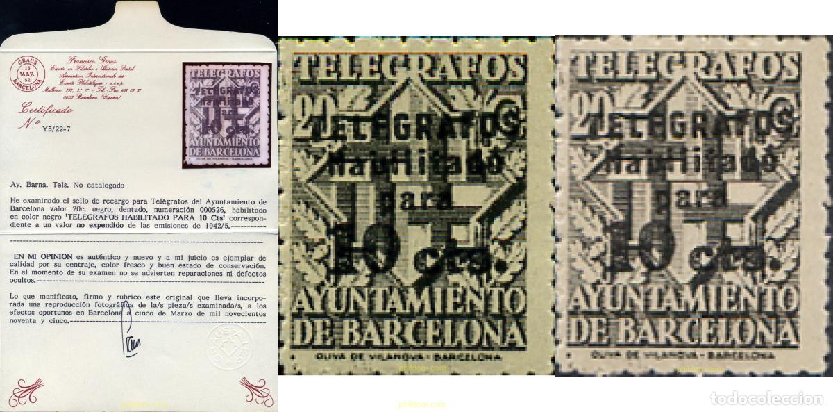 Sellos: 274016 MNH ESPA&Ntilde;A. Barcelona 1942 TELEGRAFOS