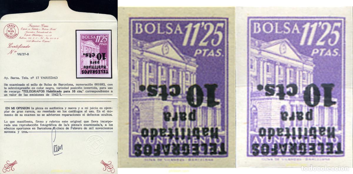 Sellos: 274017 MNH ESPA&Ntilde;A. Barcelona 1942 TELEGRAFOS