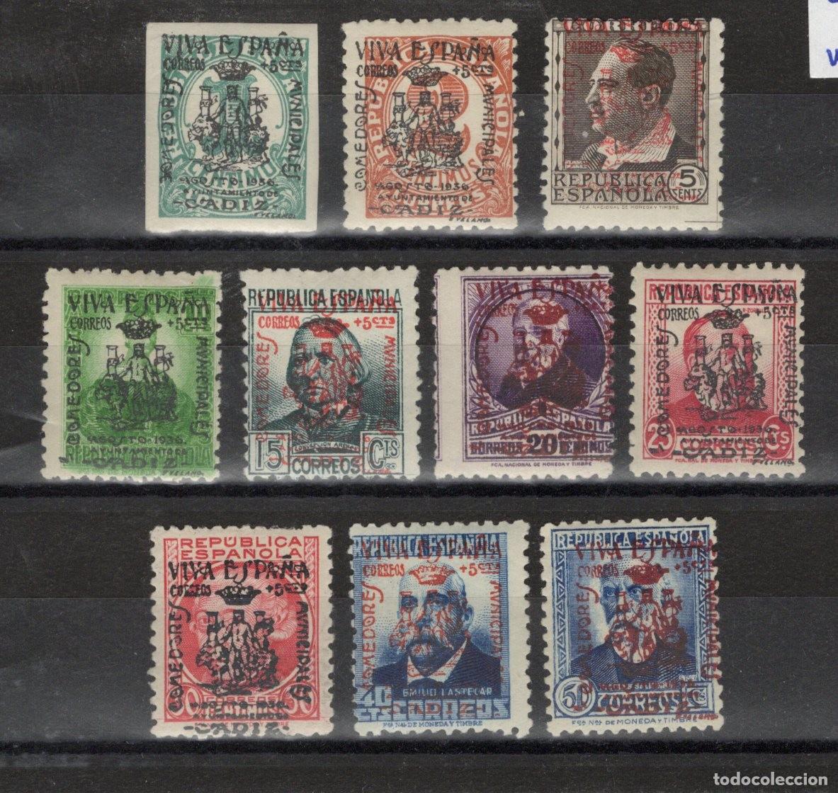 Briefmarken: PAT55 Sellos Espa&ntilde;a a&ntilde;o 1936 emisiones locales CADIZ EDIFIL 1/10* v.c. 19.75 &euro;