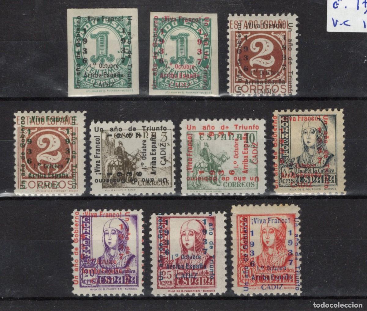 Briefmarken: PAT57 Sellos Espa&ntilde;a a&ntilde;o 1937 emisiones locales CADIZ EDIFIL 17/26* v.c. 17.50 &euro;