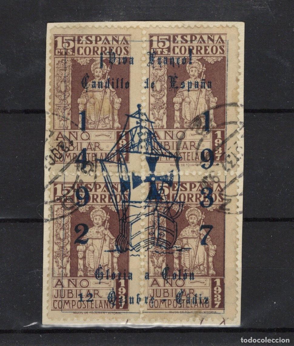 Stamps: PAT61 Sellos Espa&ntilde;a a&ntilde;o 1937 emisiones locales CADIZ EDIFIL 27&ordm; sobre fragmento v.c. 12 &euro;
