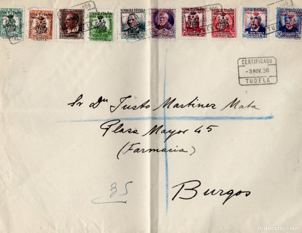 Briefmarken: PAT65 Sellos Espa&ntilde;a carta con serie completa de CADIZ EDIFIL 1/10 v.c. 36.50 &euro;